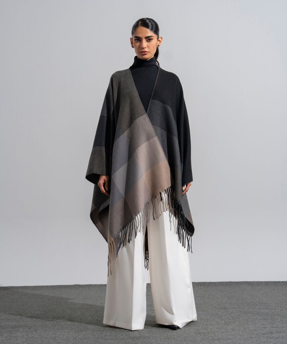 Women's Western Wear Polyester Striped Cape Shawl