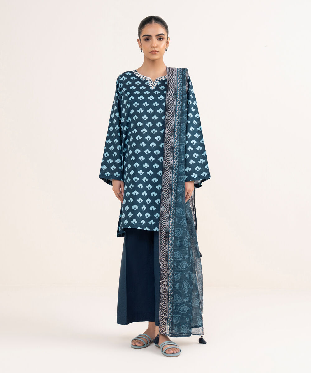 Manaar Blue Printed Dupatta