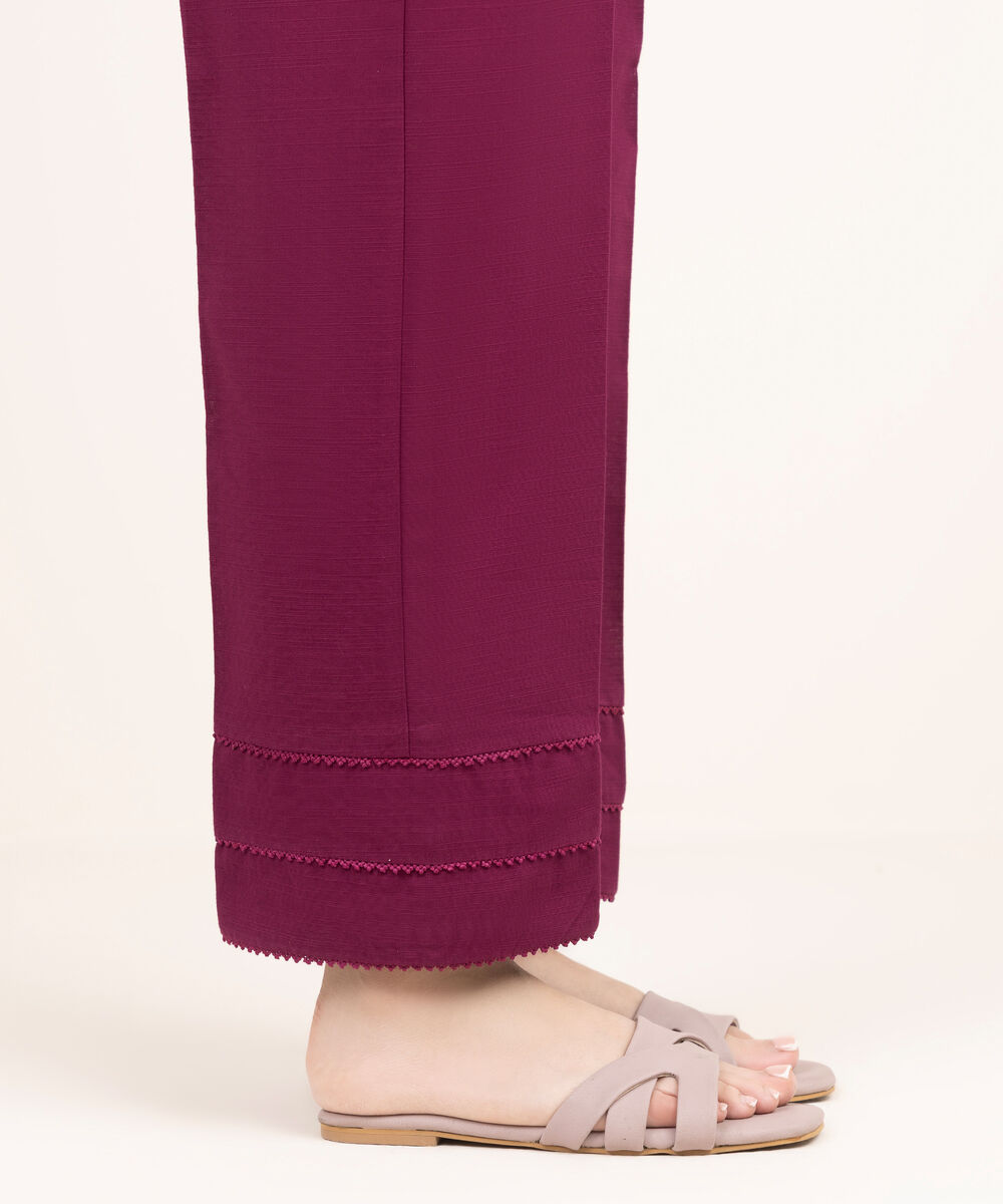 Women's RTW Khaddar Solid Purple Straight Pants