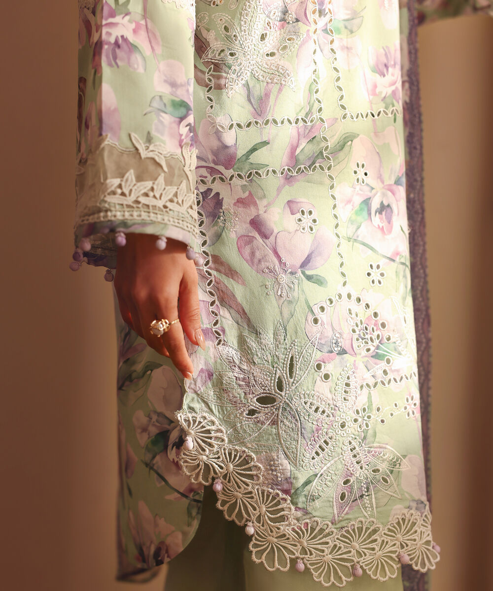 Women's Unstitched Lawn Embroidered Purple 3 Piece Suit