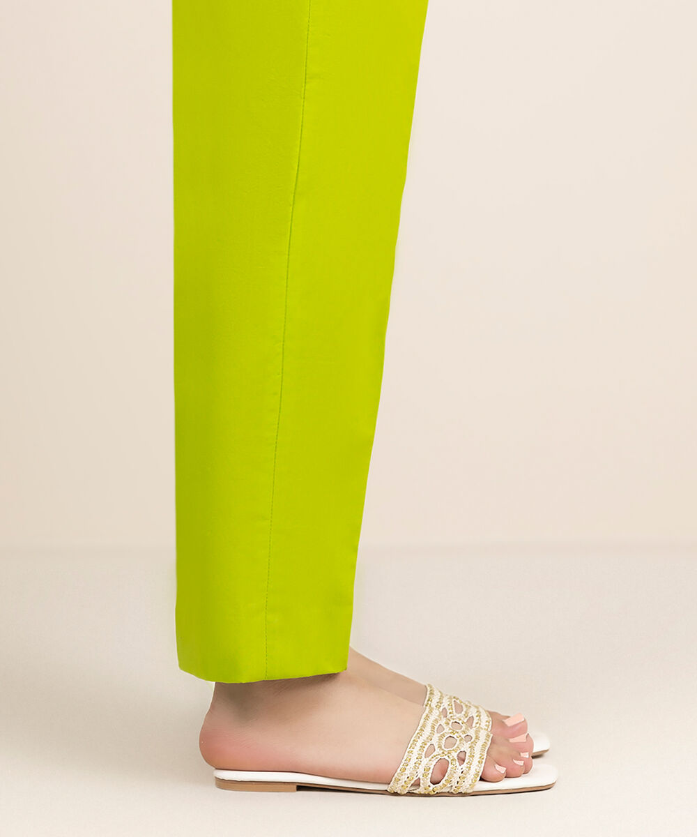 Women's Unstitched Cotton Printed Green Trousers Fabric