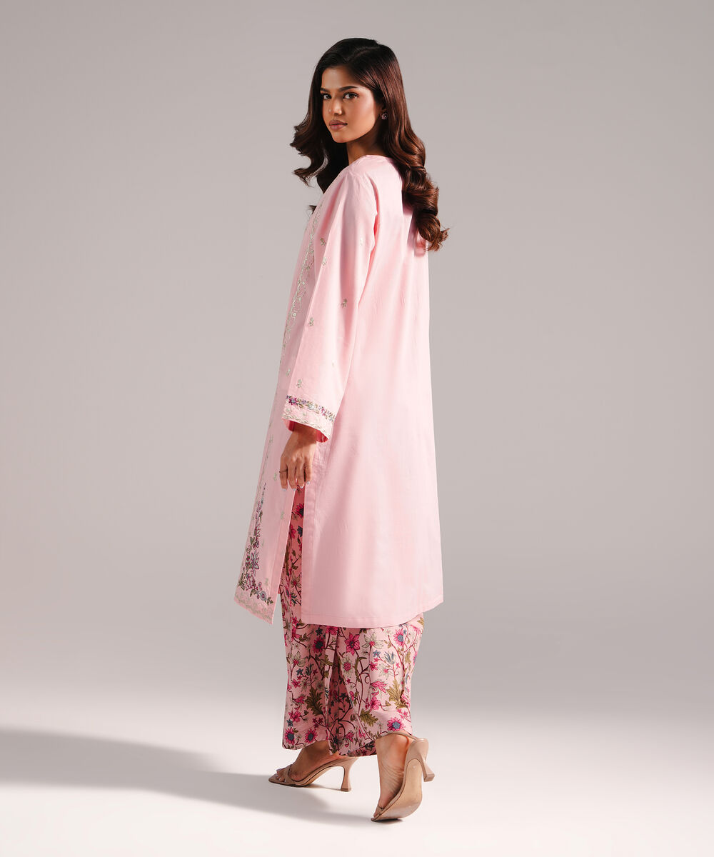 Women's RTW Crosshatch Embroidered Pink 2 Piece Suit