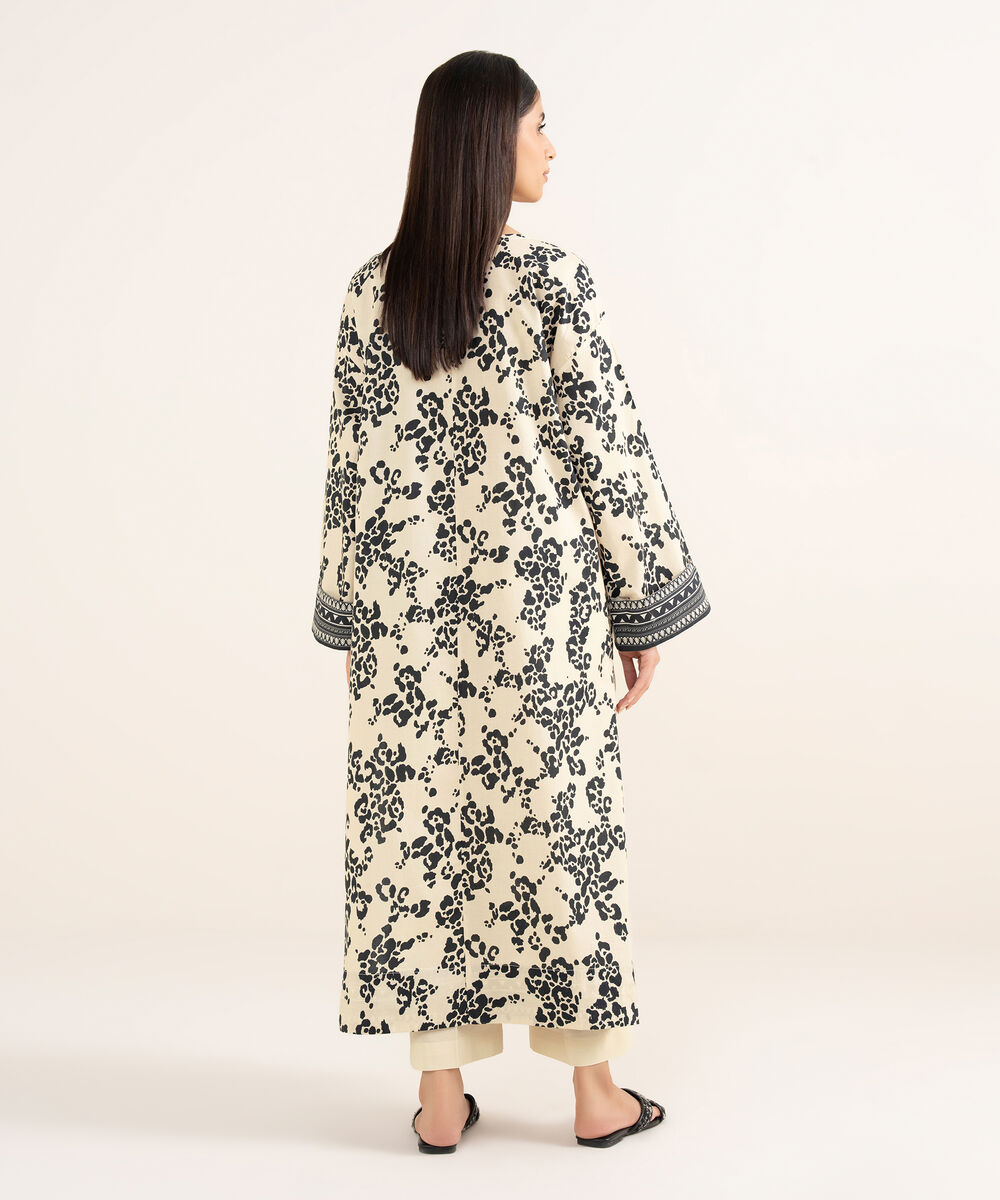 Women's RTW Cambric Off White Printed A-Line Shirt