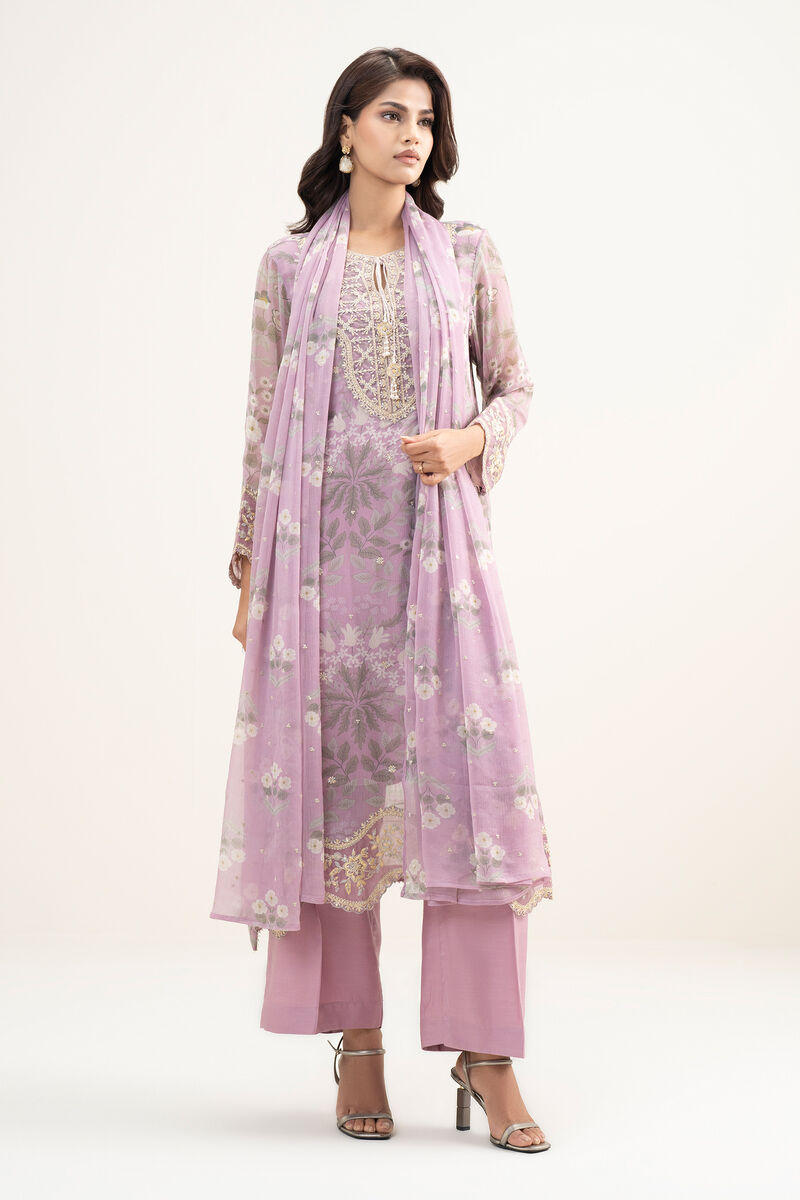 3 Piece - Embroidered Chiffon Suit