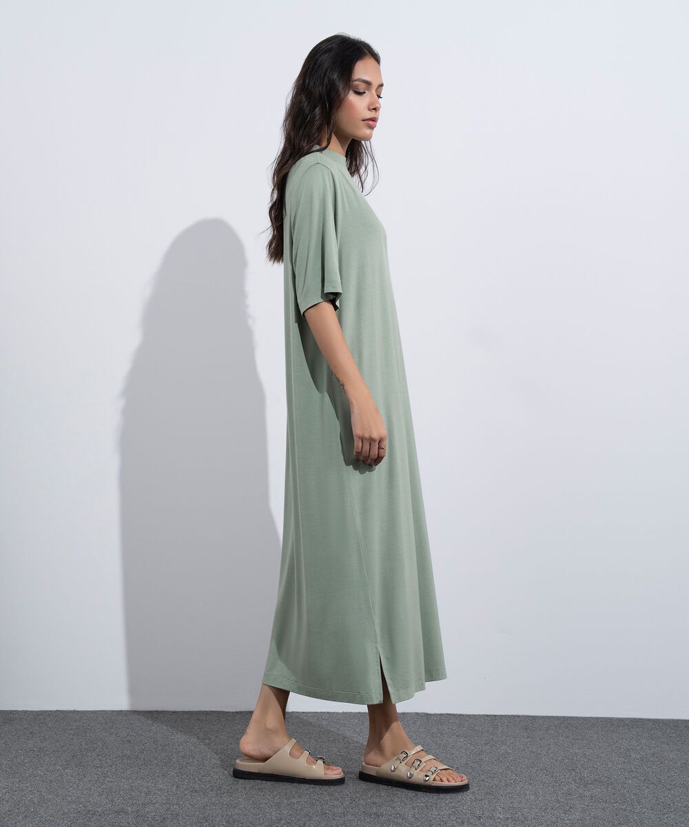 Women's Western Wear Green T-Shirt Short Sleeve Dress