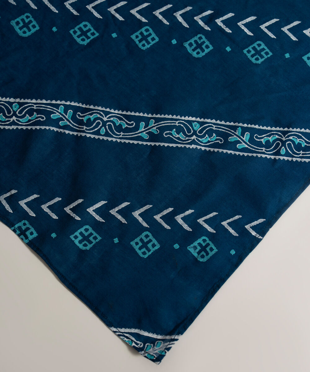 Women's RTW Fine Voil Printed Blue Dupatta