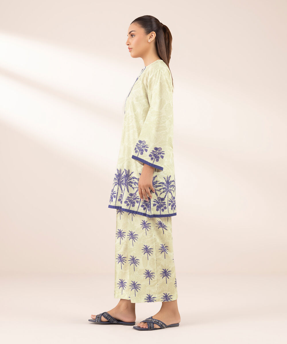 Women's RTW Lawn Beige Printed Boxy Shirt