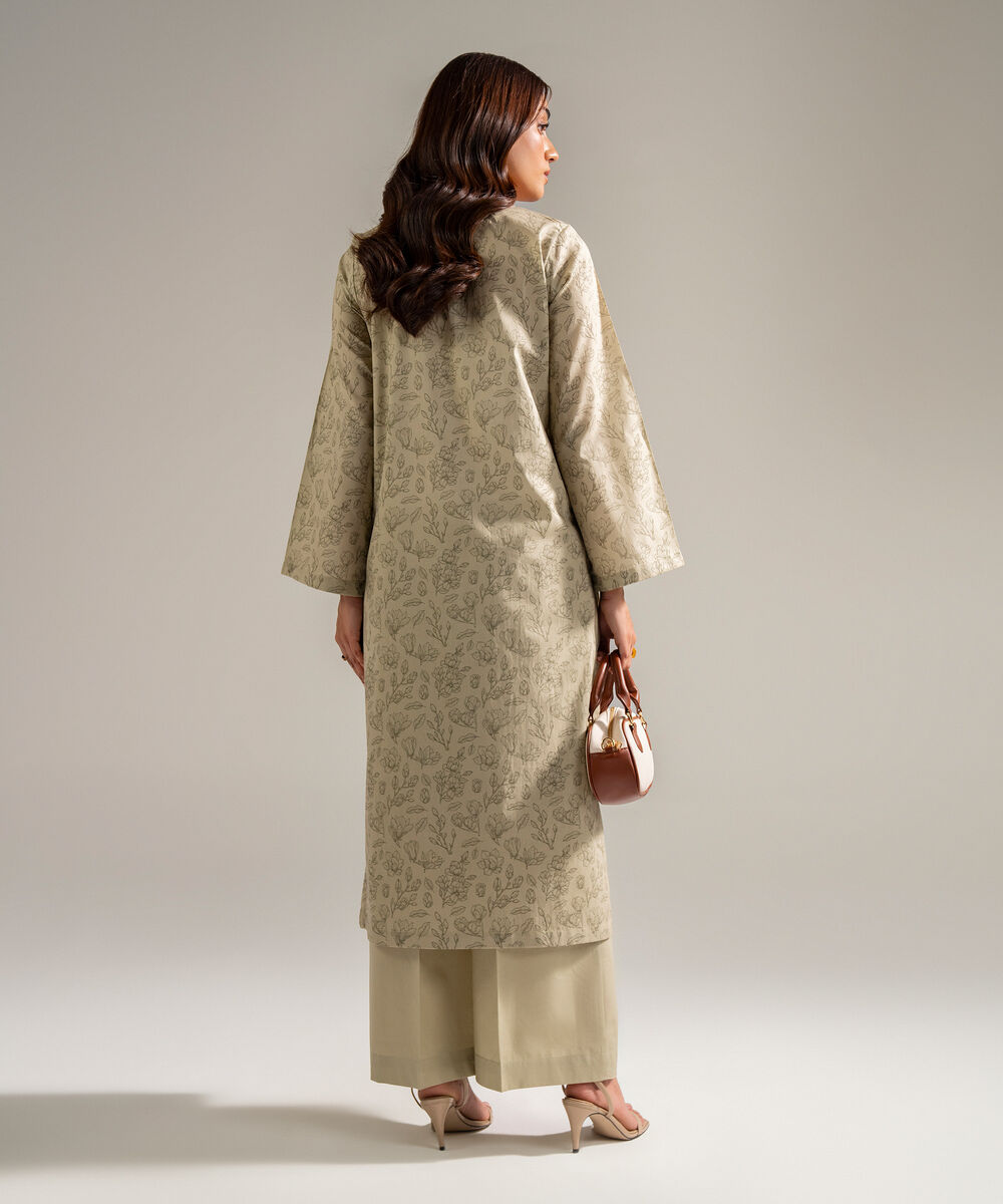 Women's RTW Cambric Embroidered Dark Beige 2 Piece Suit