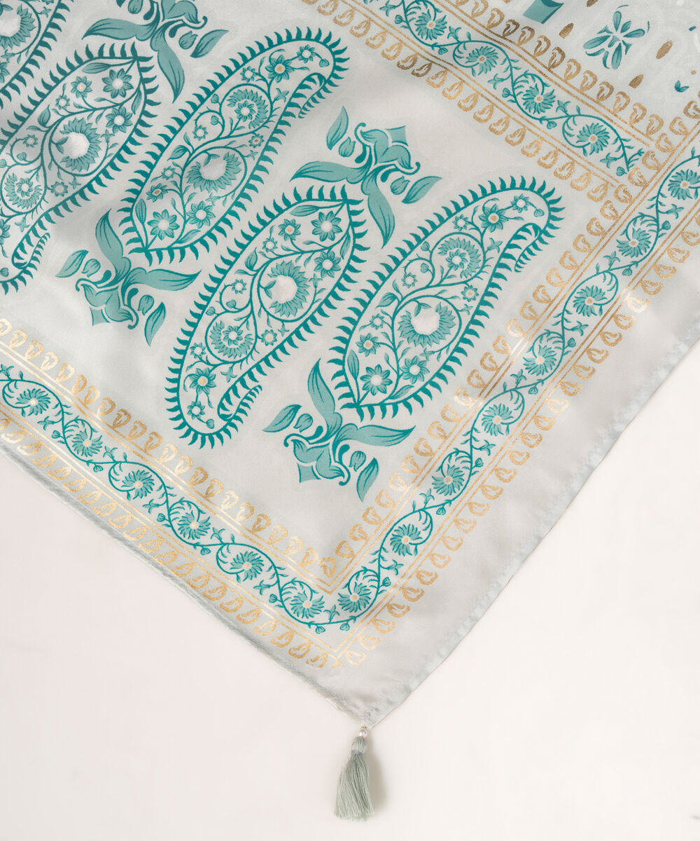 Foil Silk Printed Blue Dupatta