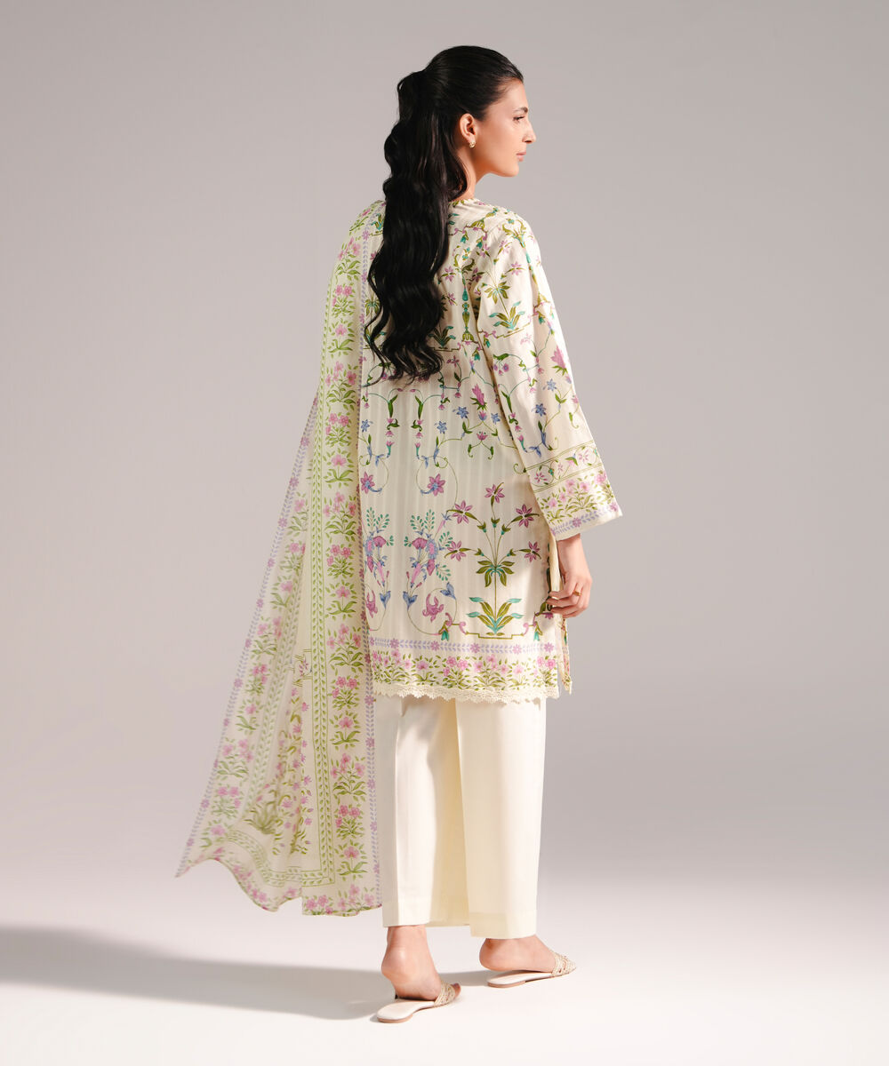 Women's RTW Leno Kara Printed Off White 3 Piece Suit