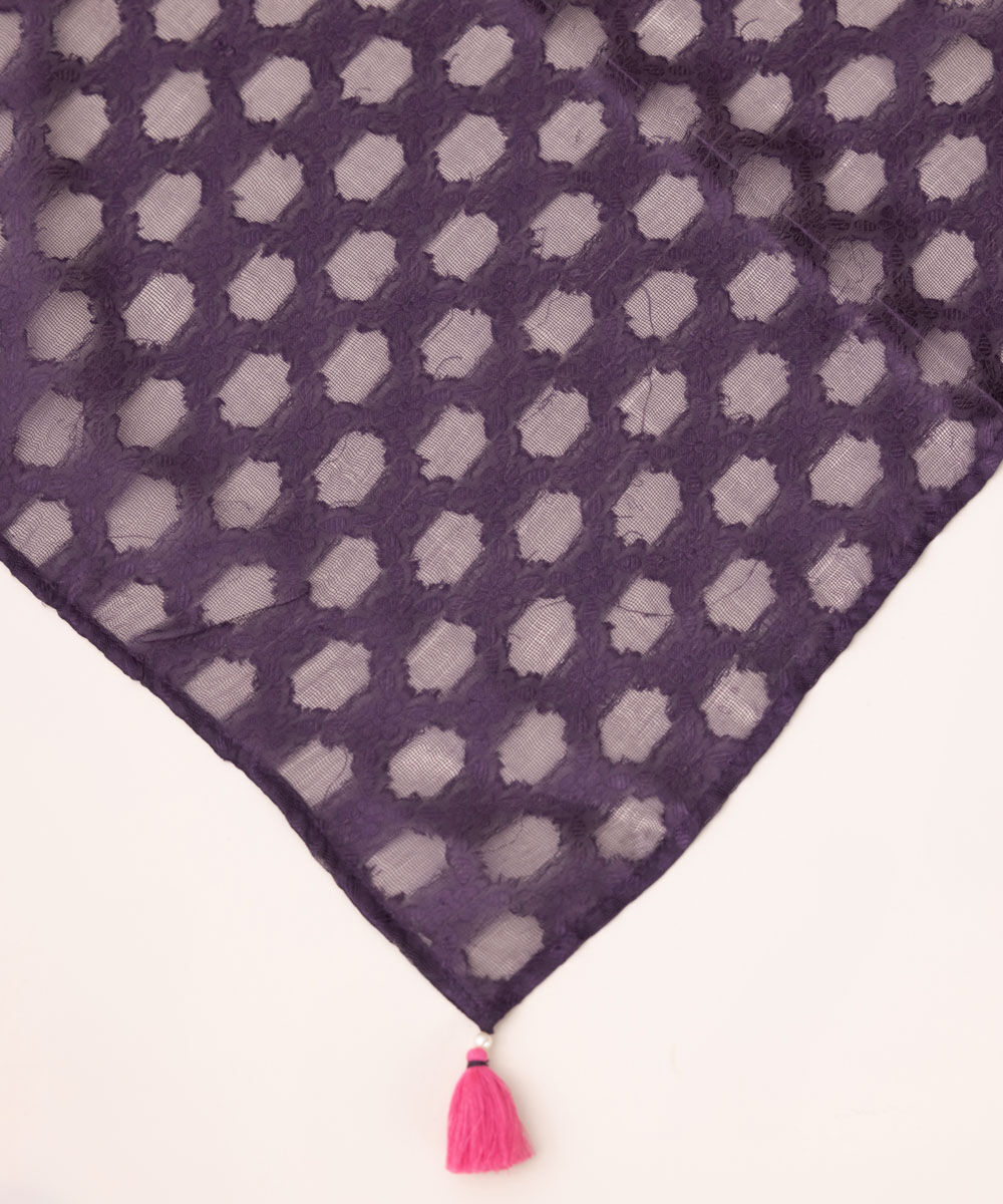 Brochea Jacquard Purple Solid Dupatta