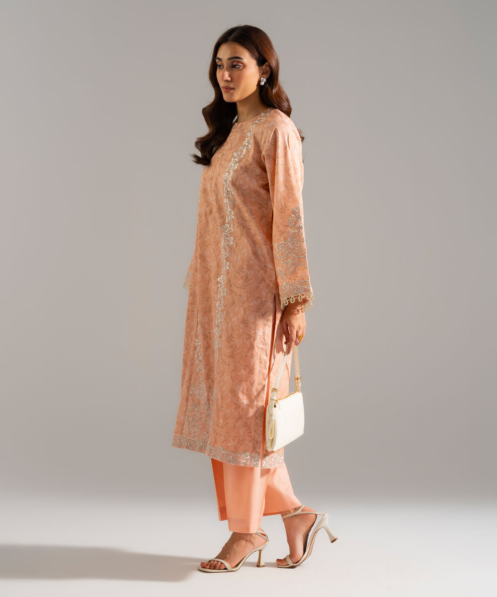Women's RTW Lawn Embroidered Pink 2 Piece Suit