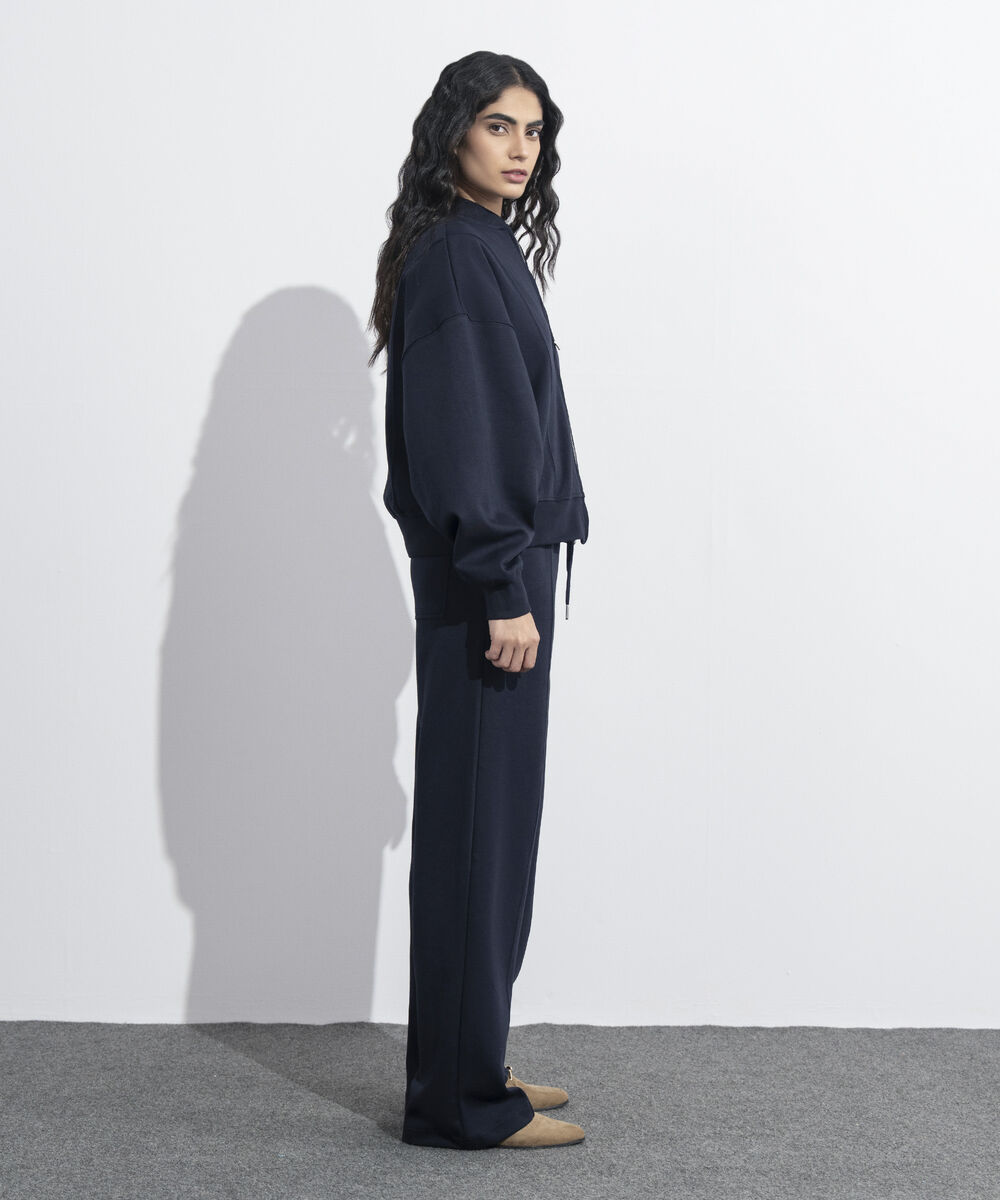 Women's Western Wear Blue Interlock Bomber Jacket