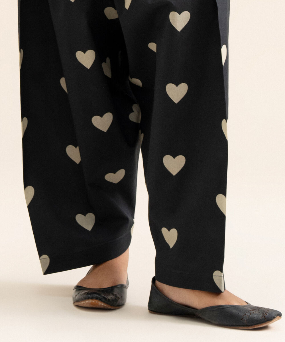 Women's Unstitched Cotton Black Trouser
