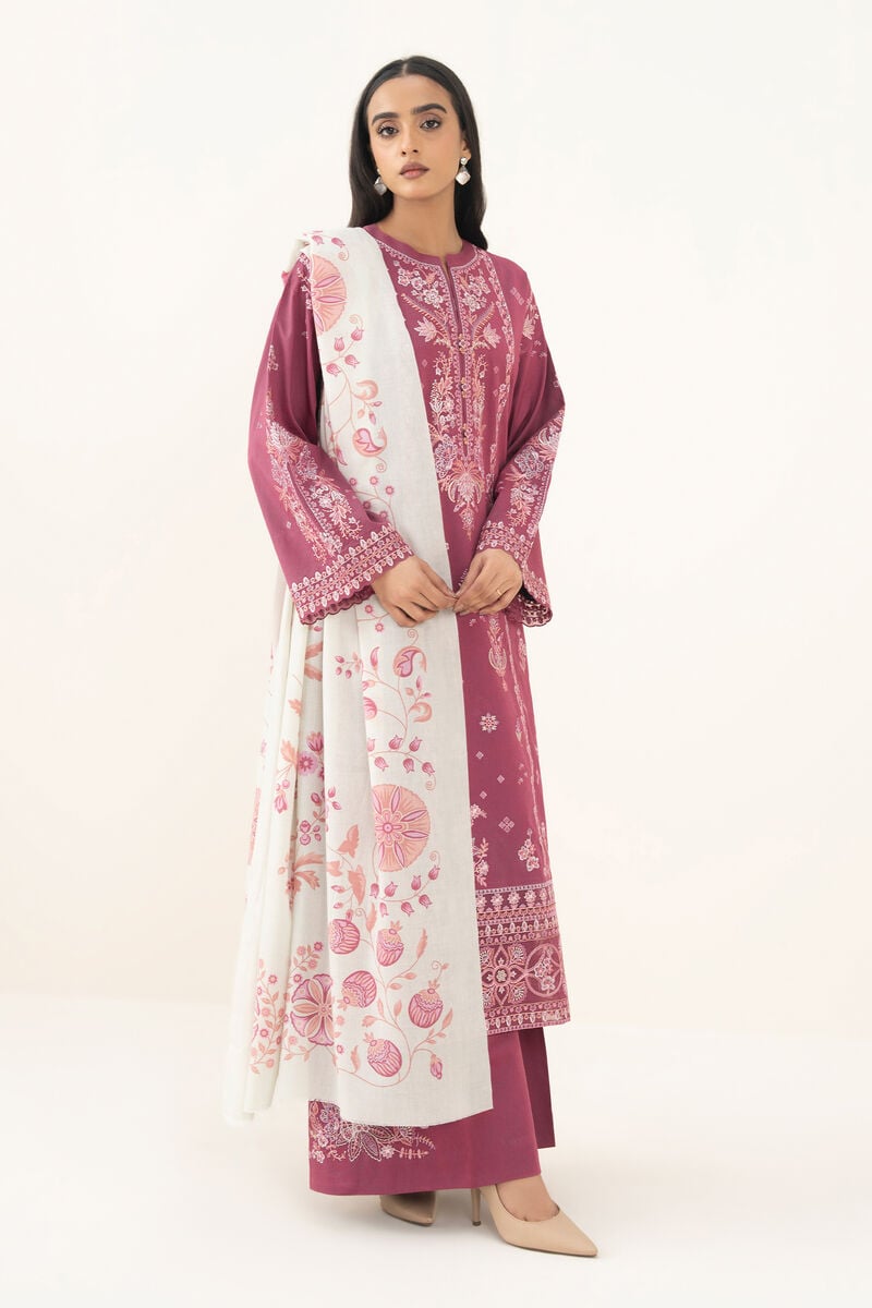 3 Piece - Embroidered Zari Khaddar Suit