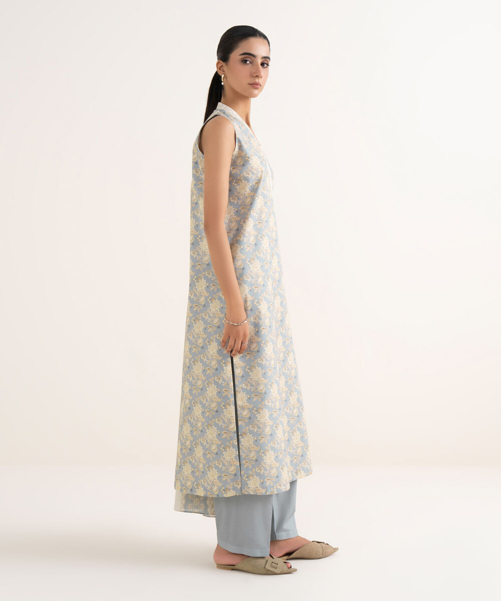 Women's Unstitched Cotton Printed Multi Three Piece Suit