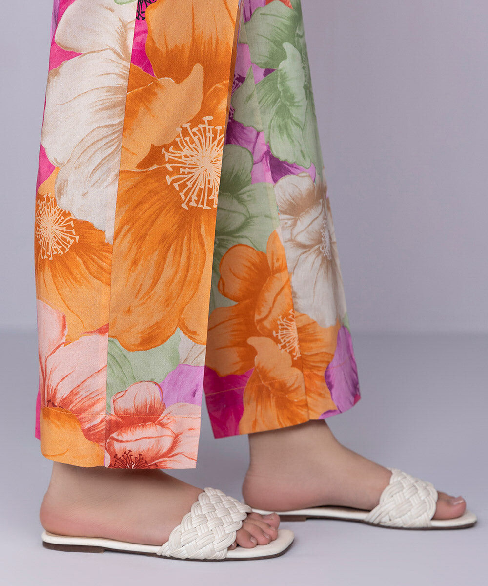 Women's Pret Cotton Viscose Multi Straight Pants