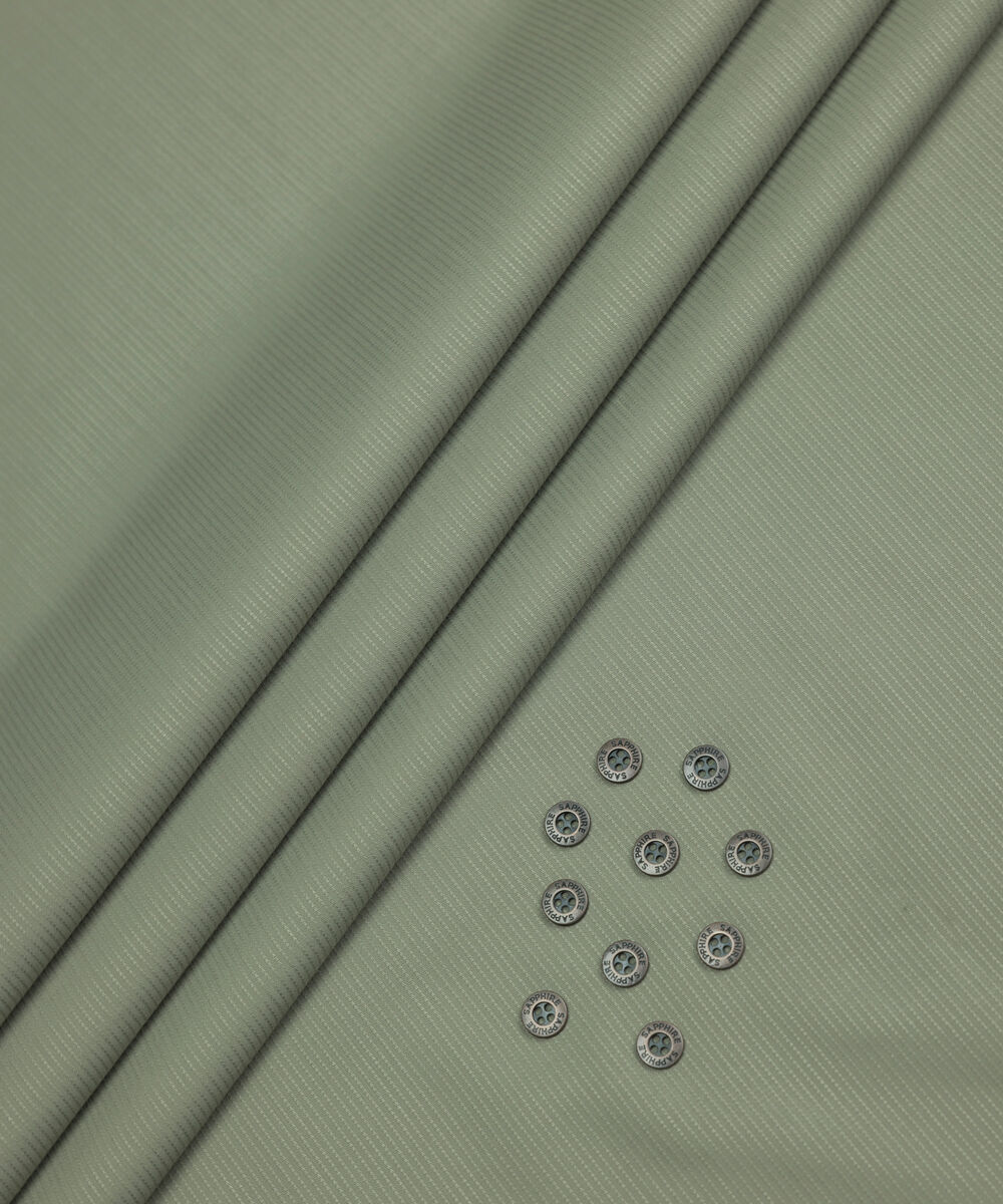 Men's Unstitched Two-Piece Light Olive Premium Wash & Wear Dobby Suit