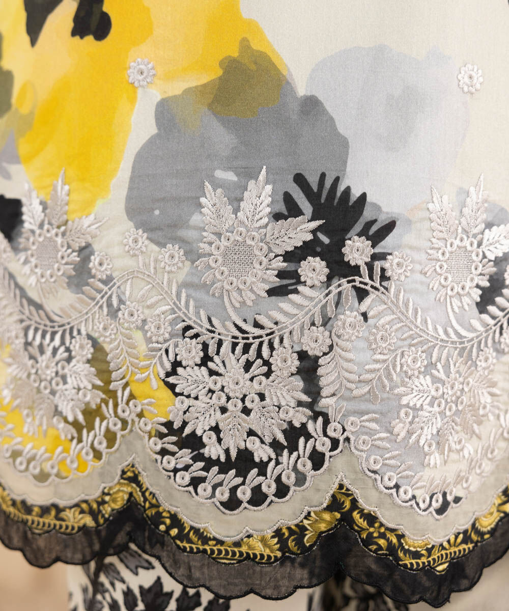 Unstitched Women's Embroidered Lawn Multi Three Piece Suit