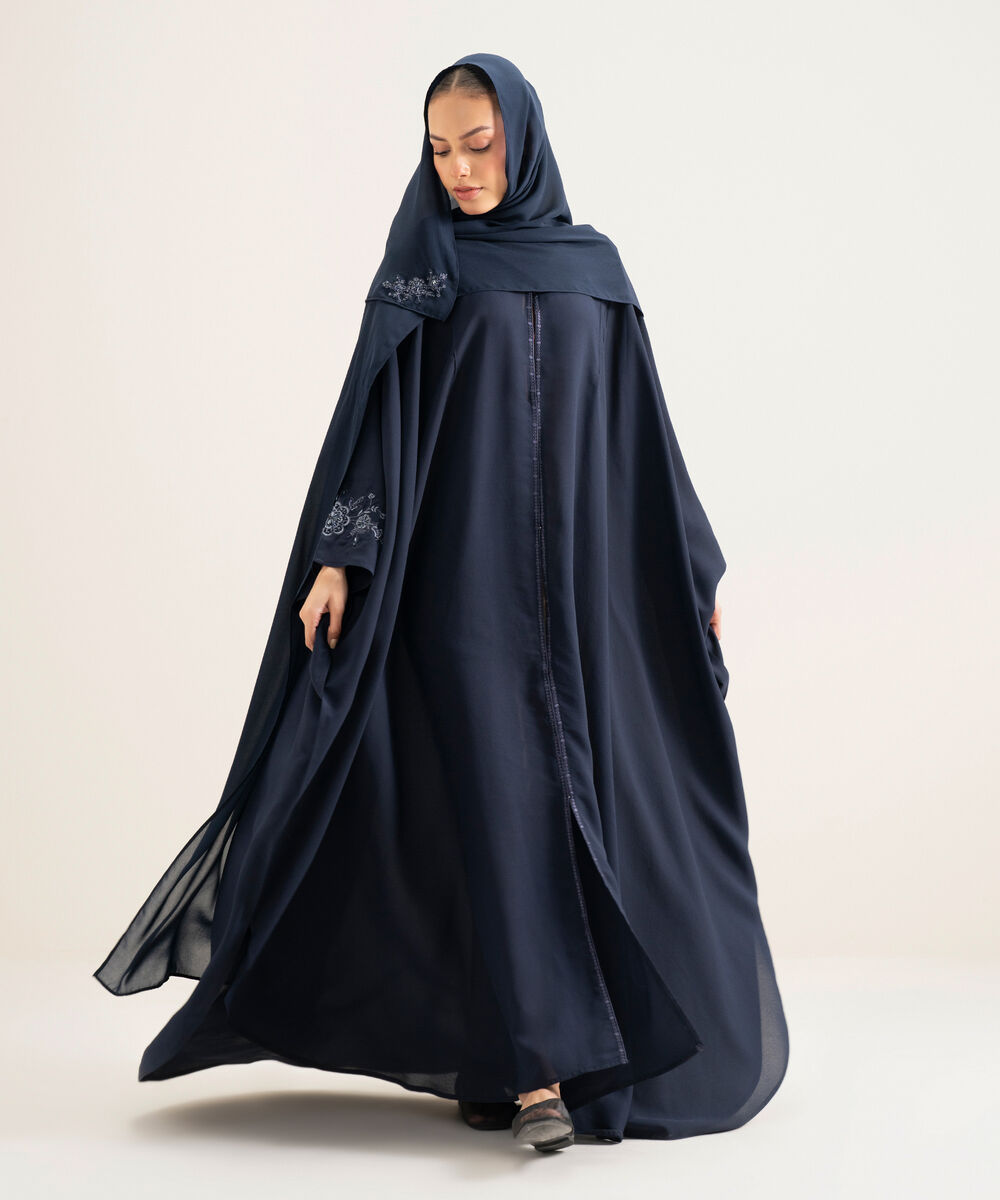 Women's Blue Emroidered Kaaftan Abbaya Set