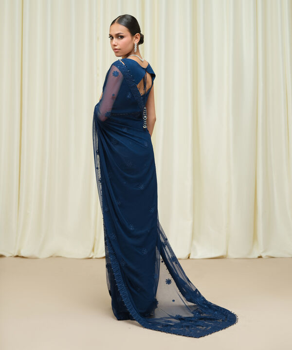 3 Piece -  Embroidered Blended Net Suit