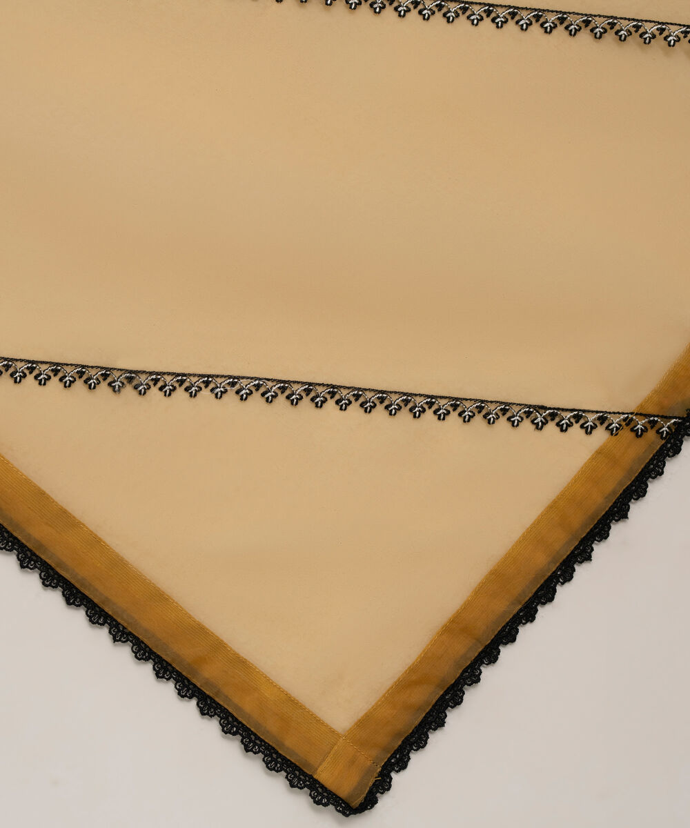 Women's RTW Blended Organza Embroidered Orange Dupatta