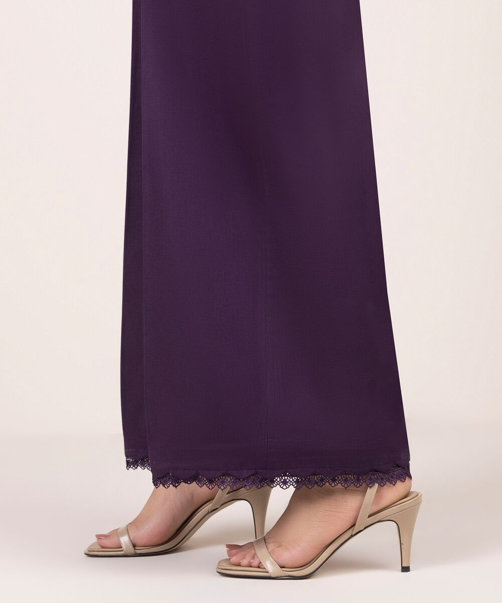Women's RTW Lawn Solid Purple Culottes