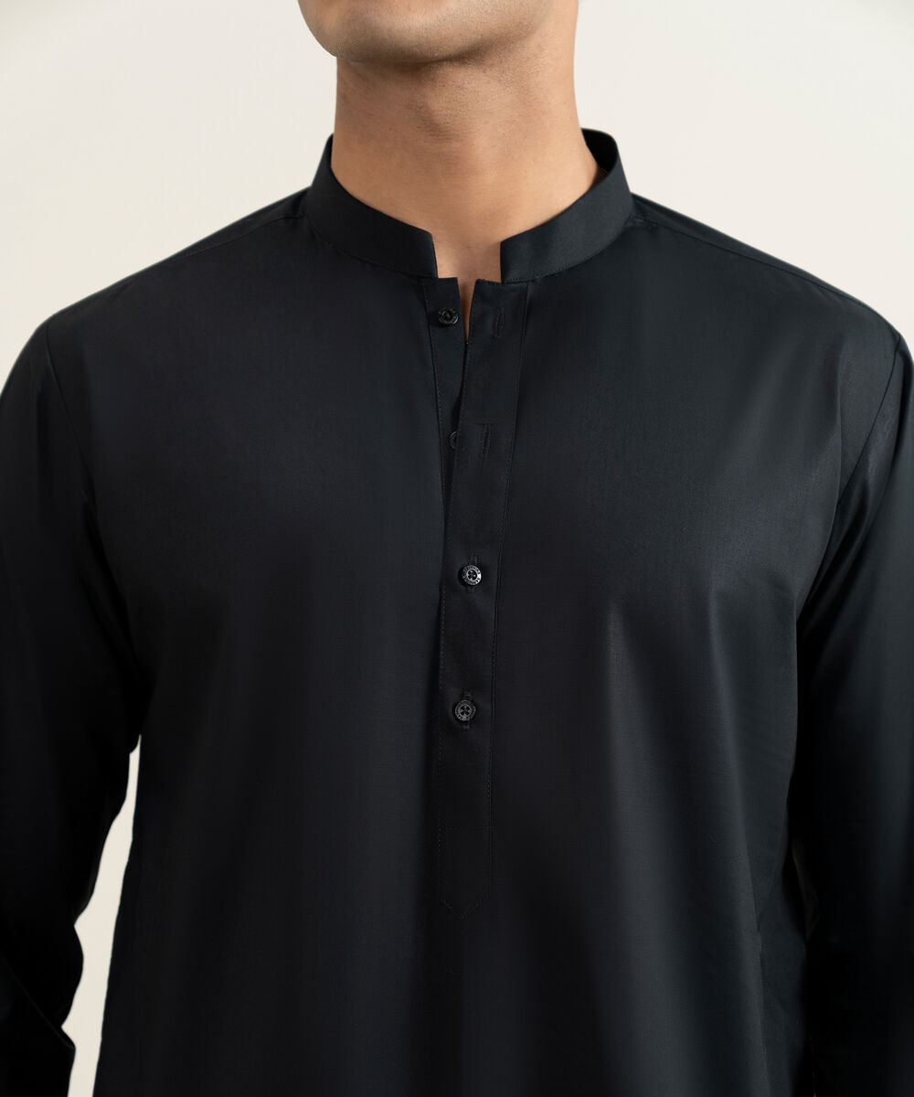 Men's Stitched Black Kameez Shalwar