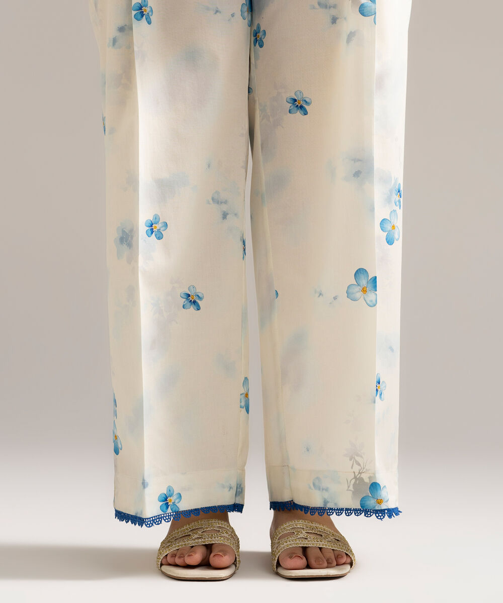 Women's RTW Cambric Printed White Culottes