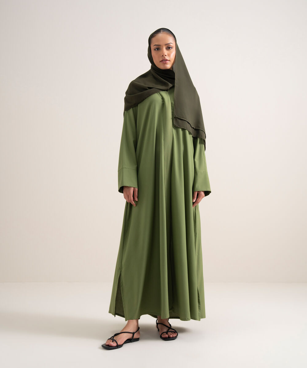 Women's Green Button Through Kimono Abbaya
