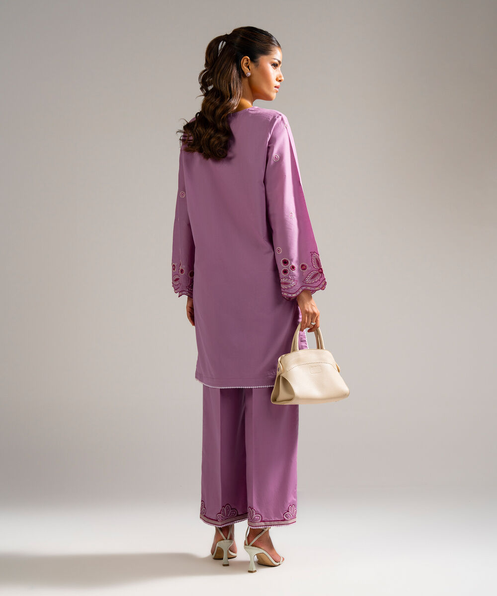 Women's RTW Lawn Embroidered Lilac 2 Piece Suit