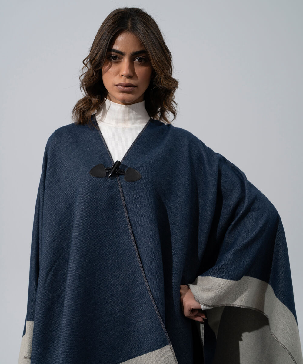 Women's Western Wear Blue Polyester Cape Shawl