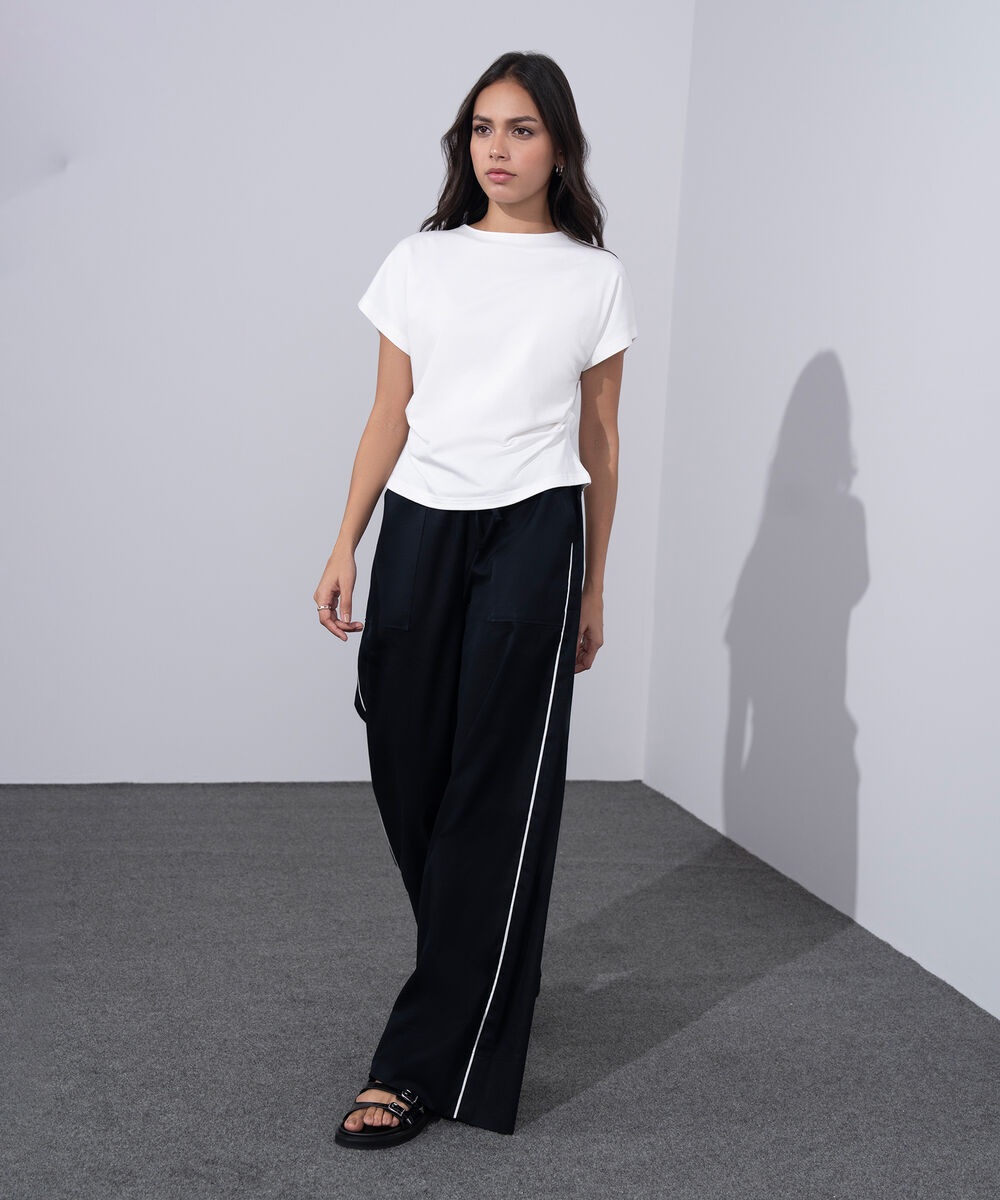 Women's Western Wear Black Linen Blend Pull On Trousers