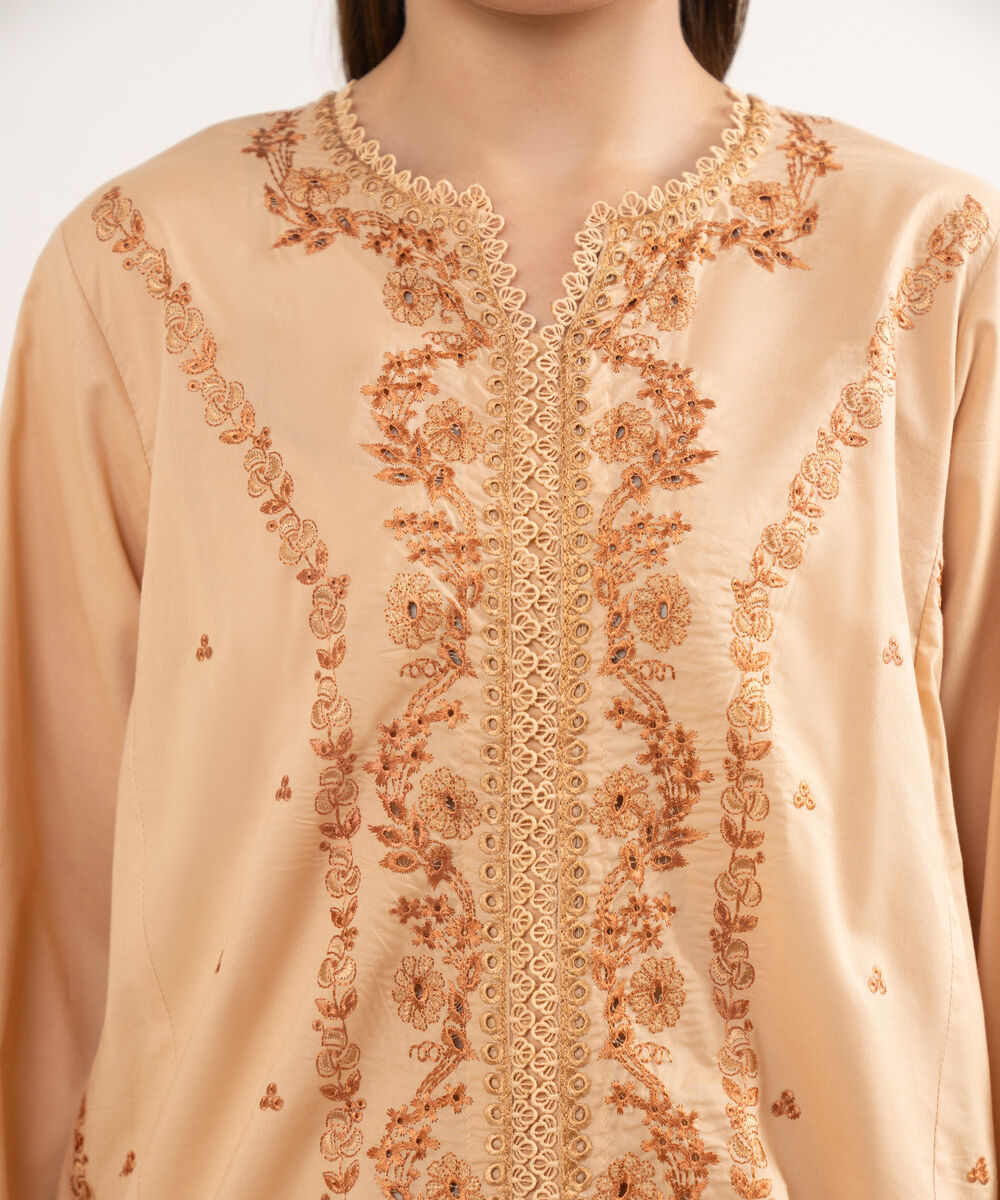 Women's RTW Cambric Brown Dyed Aline Shirt