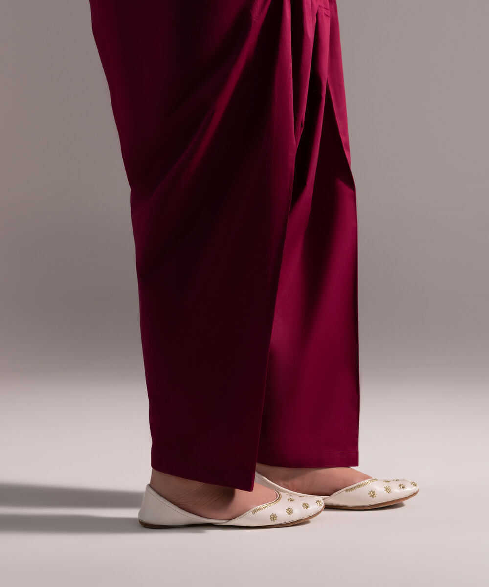 Women's RTW Cambric Solid Purple Shalwar