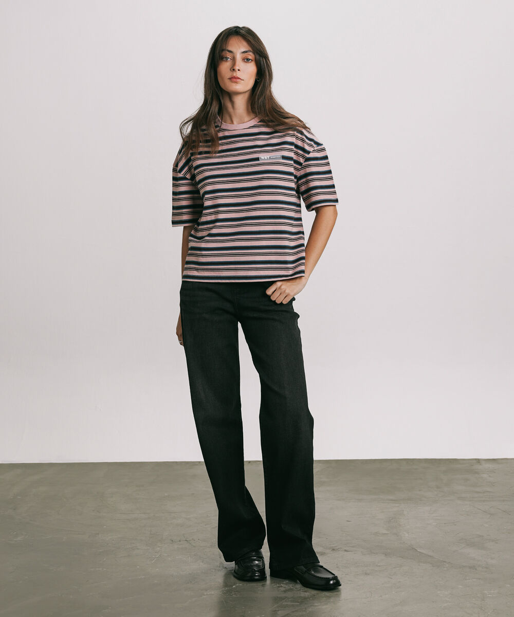 Women's Western Wear Pink Yarn Dyed T-Shirt