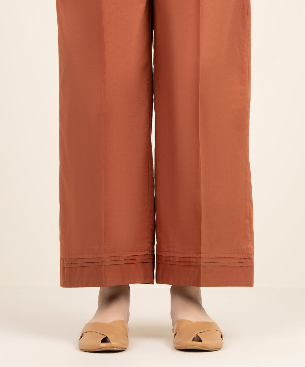 Women's RTW Cambric Solid Brown Culottes