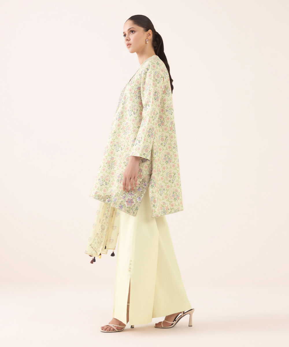 Women's Unstitched Cotton Embroidered Multi Three Piece Suit