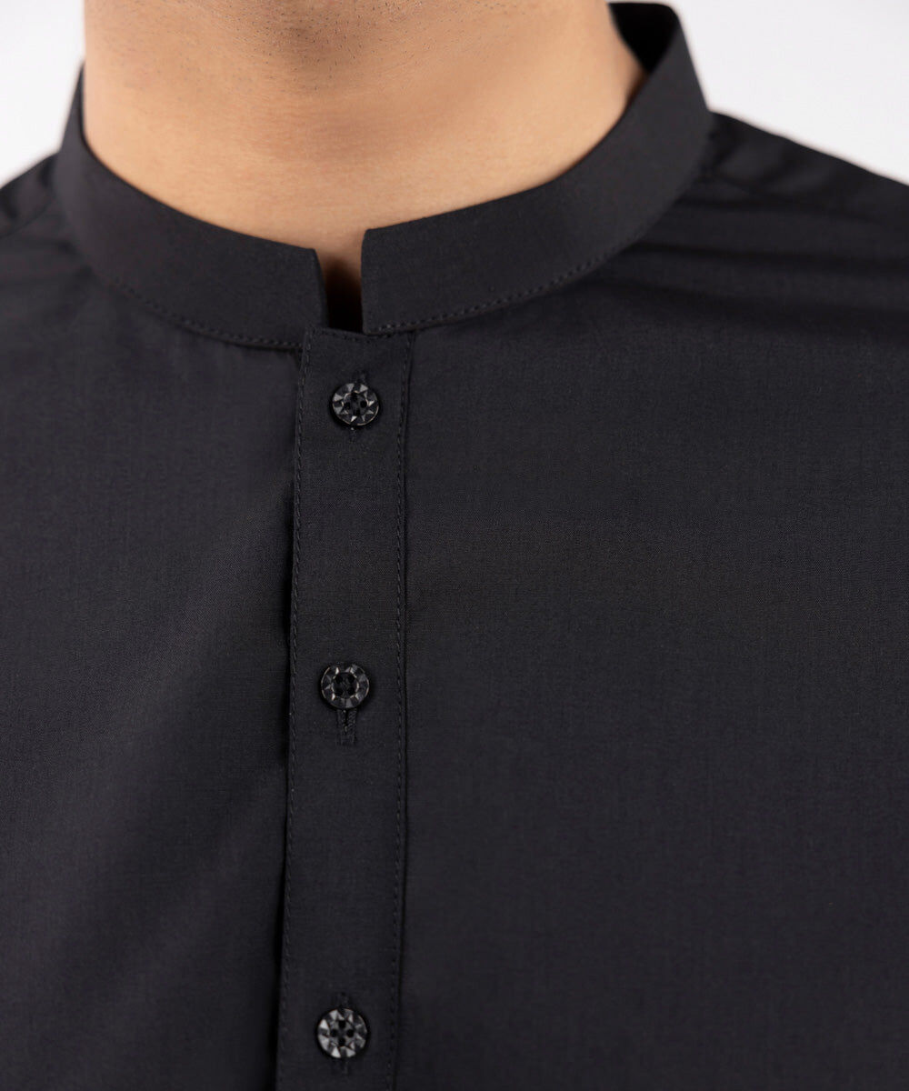 Men's Stitched Wash and Wear Black Suit