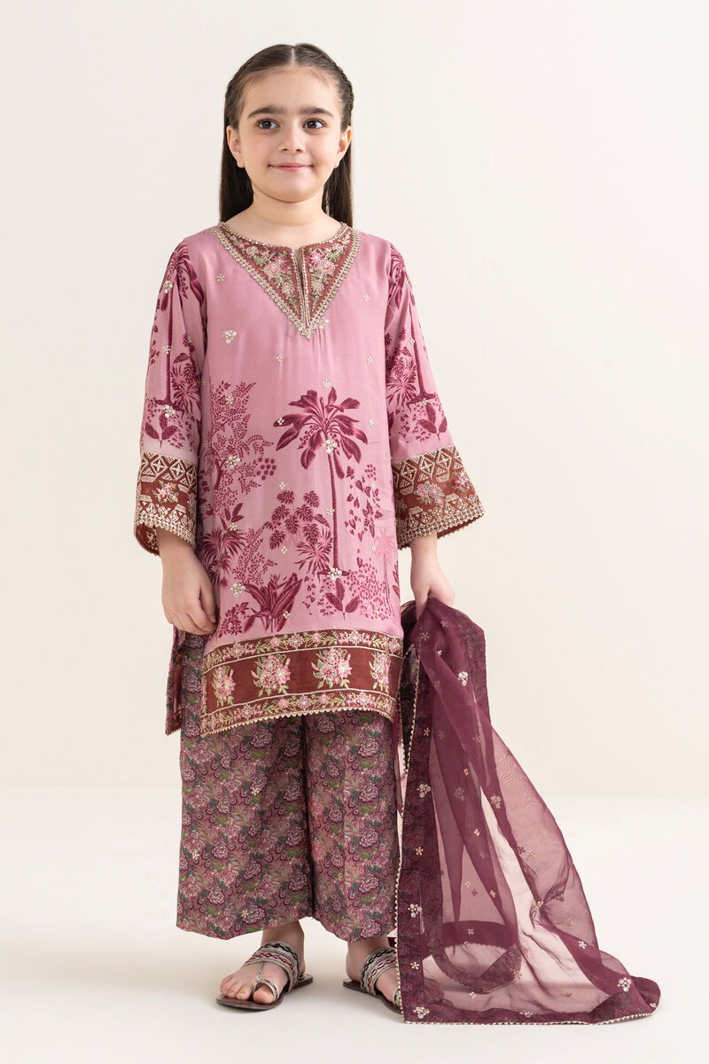 3 Piece - Embroidered Raw Silk Suit