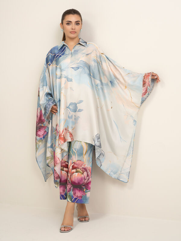 2 Piece - Printed Silk Suit