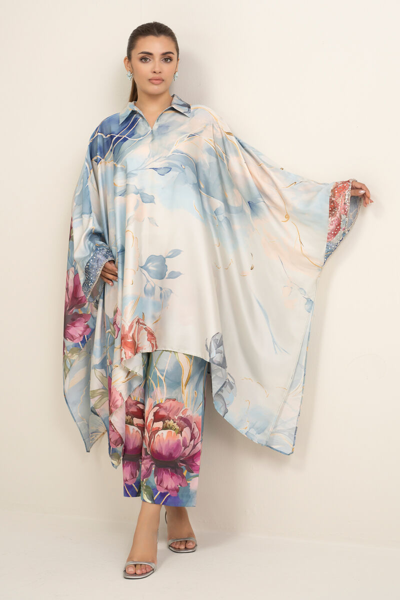 2 Piece - Printed Silk Suit