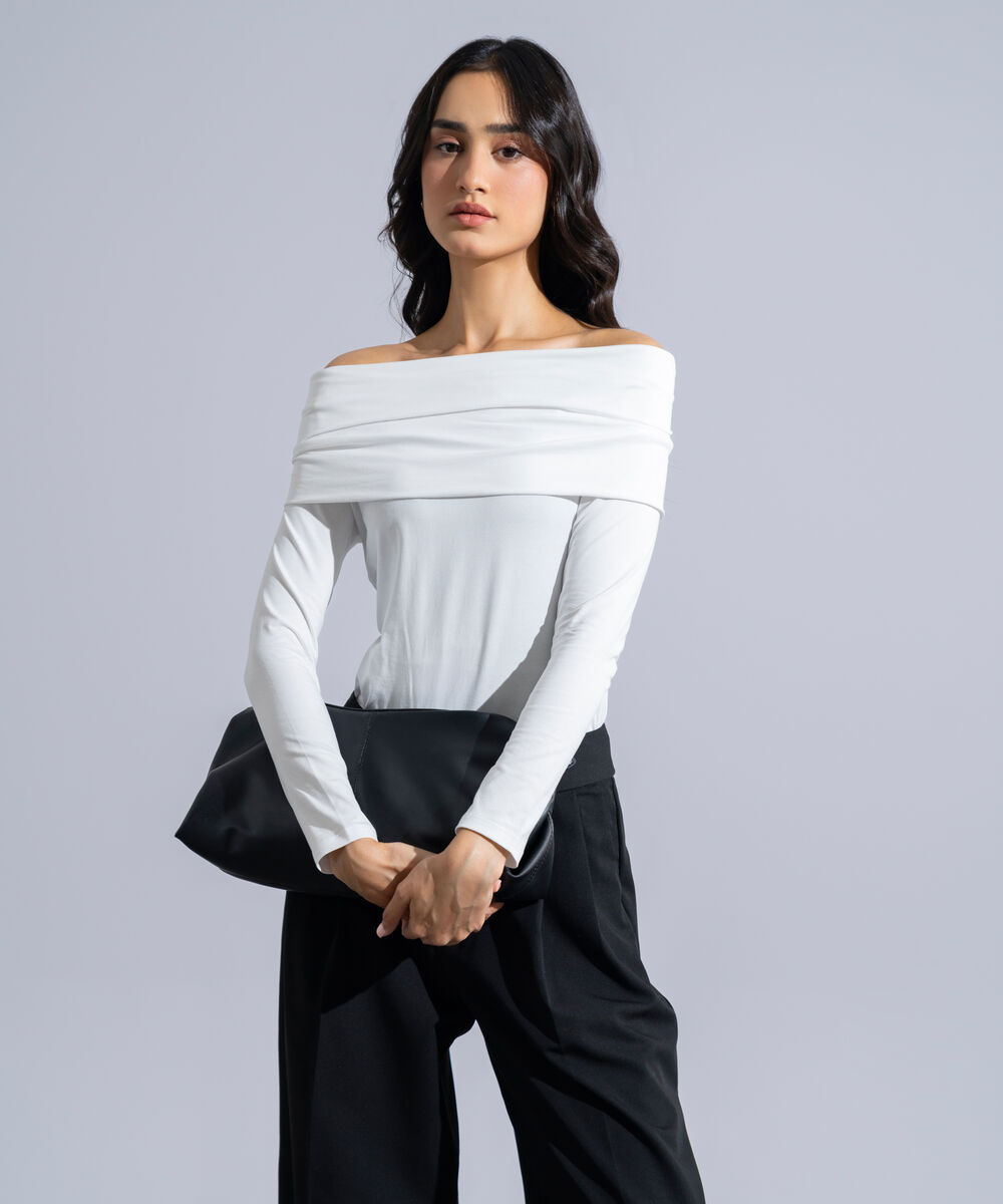 Women's Western Wear White Cotton Off-Shoulder Top