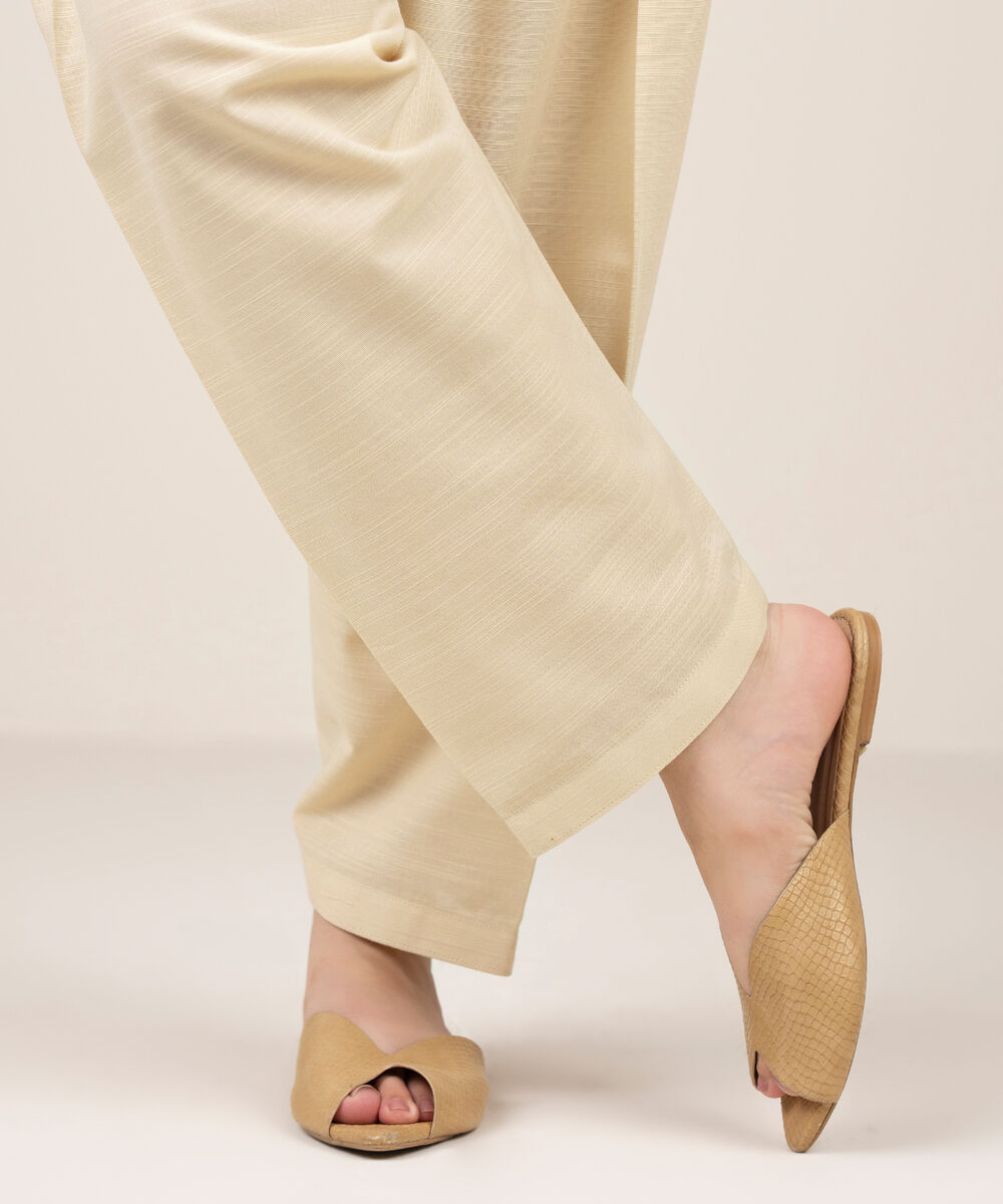 Women's RTW Khaddar Solid Beige Shalwar