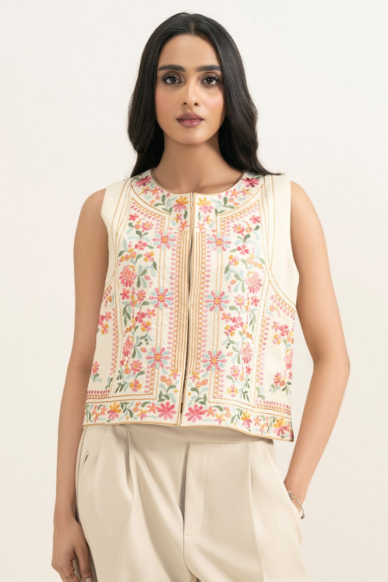 Embroidered Dobby Waistcoat