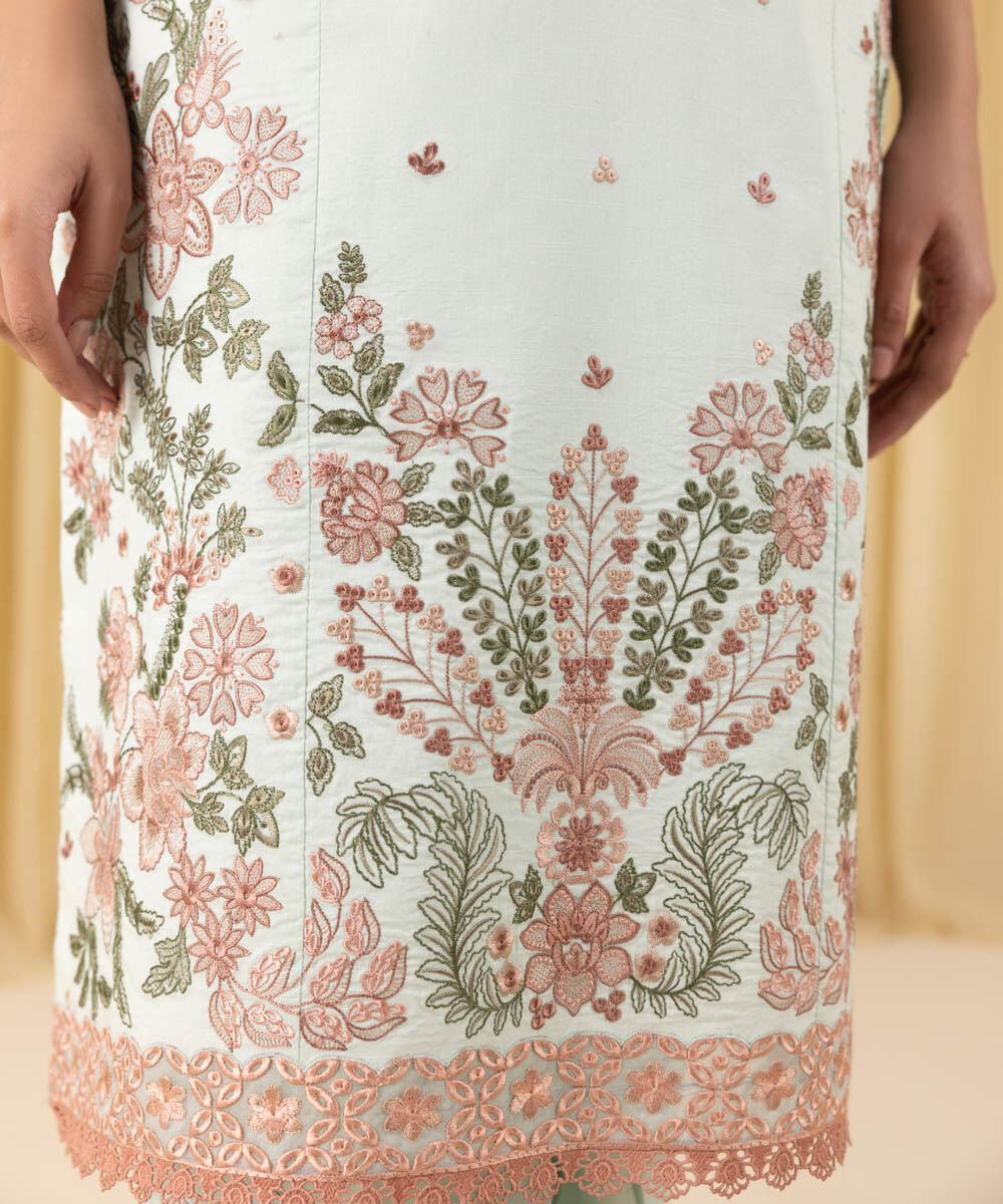 Unstitched Women's Green Lawn Embroidered 3 Piece Suit