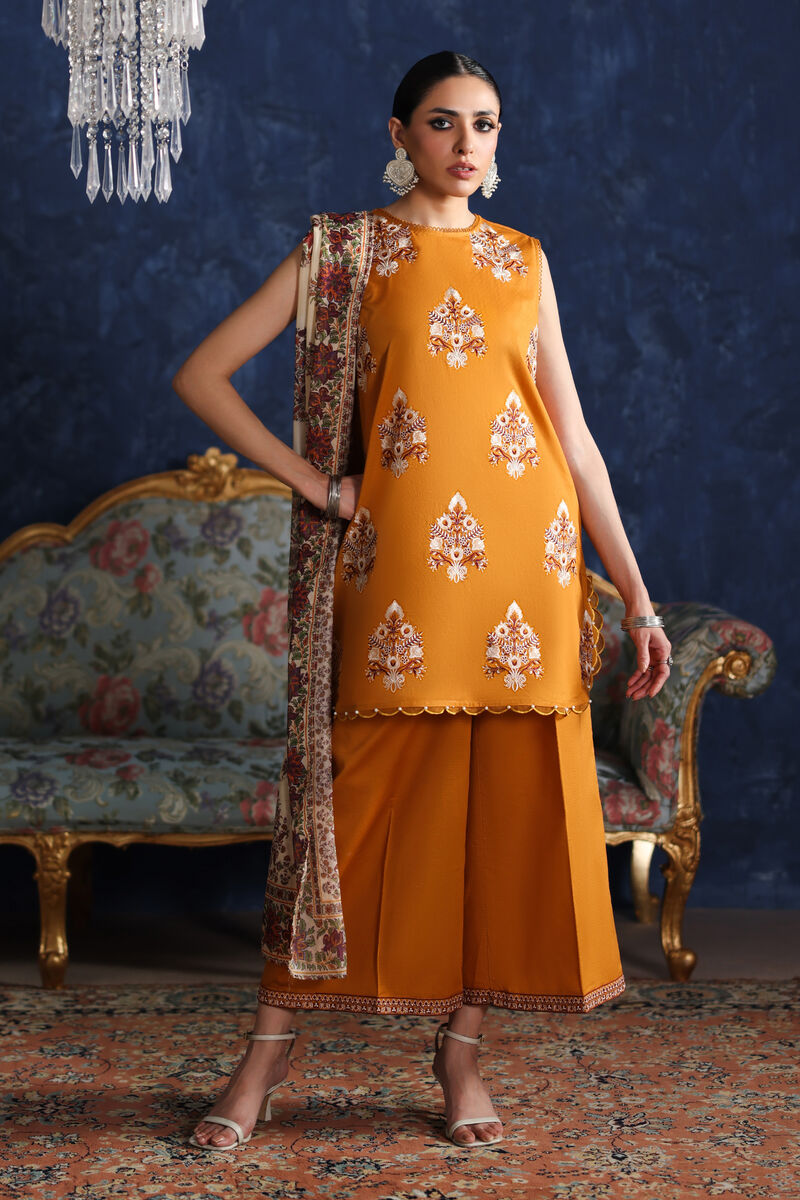 3 Piece - Embroidered Dobby Suit