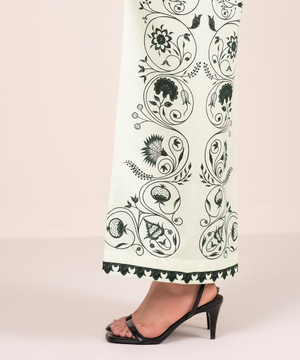 Women's RTW Cambric Printed White Culottes