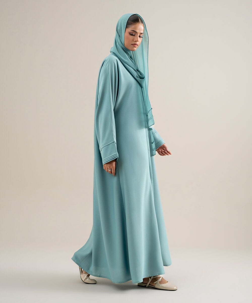 Women's Polyster Blue Kimono Abbaya Set