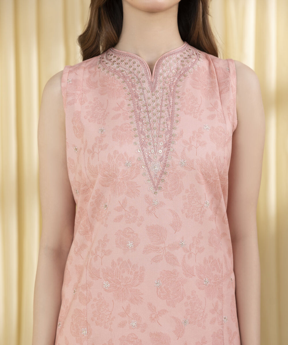 Unstitched Women's Pink Lawn 3 Piece Suit